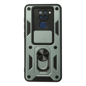 Xiaomi Redmi Note 9 Kılıf Pars Lens Yüzüklü Silikon - Yeşil