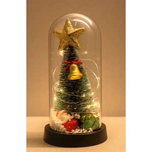 Yılbaşı Temalı Işıklı  Dekoratif Cam Fanus Alk5078