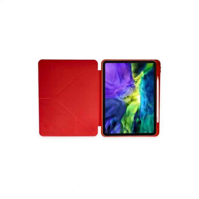 İpad Pro 11 (2018) Kılıf Kalemlikli Mars Tablet Kılıfı - Kırmızı