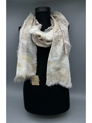 PAMUK KETEN BÜRÜMCÜK EL DOKUMA ECOPRİNT ŞAL