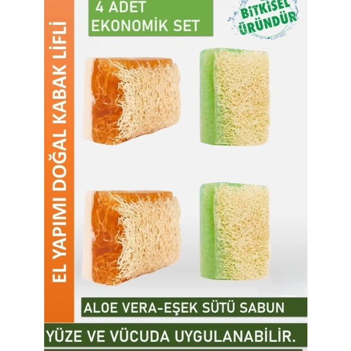 Kabak Lifli Eşşek Sütlü + Aloe Veralı Sabun 2 şerli Set