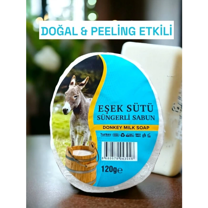 Süngerli Doğal Sabun Eşek Sütlü 120 Gr 1 adet
