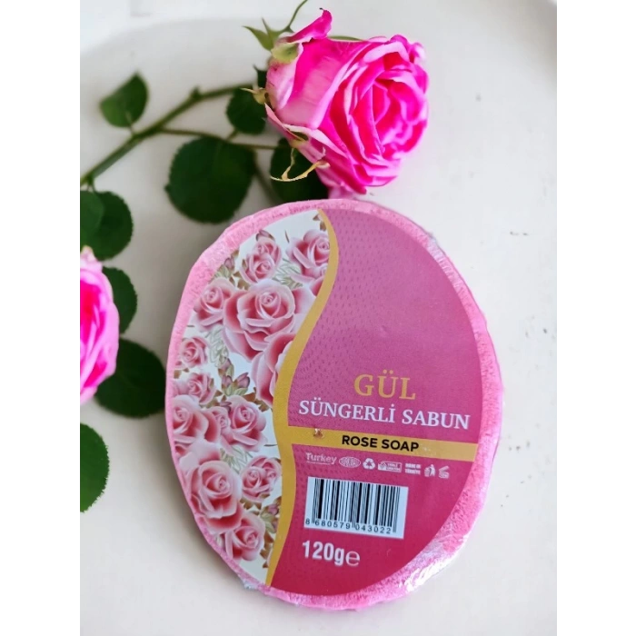 Süngerli Doğal Sabun Gül Özlü 120 Gr 1 adet
