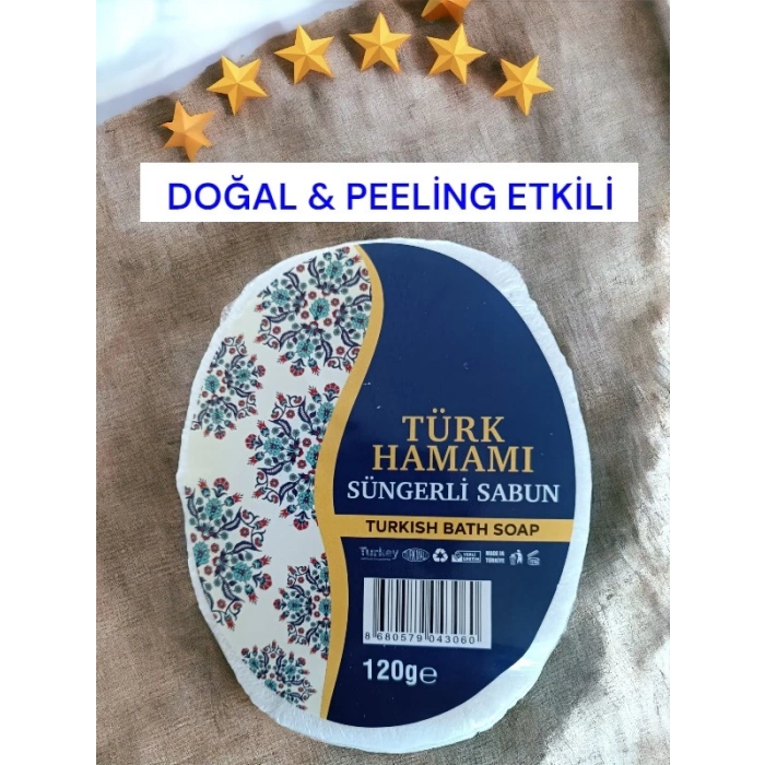 Süngerli Doğal Sabun Türk Hamamı 120 Gr 1 adet