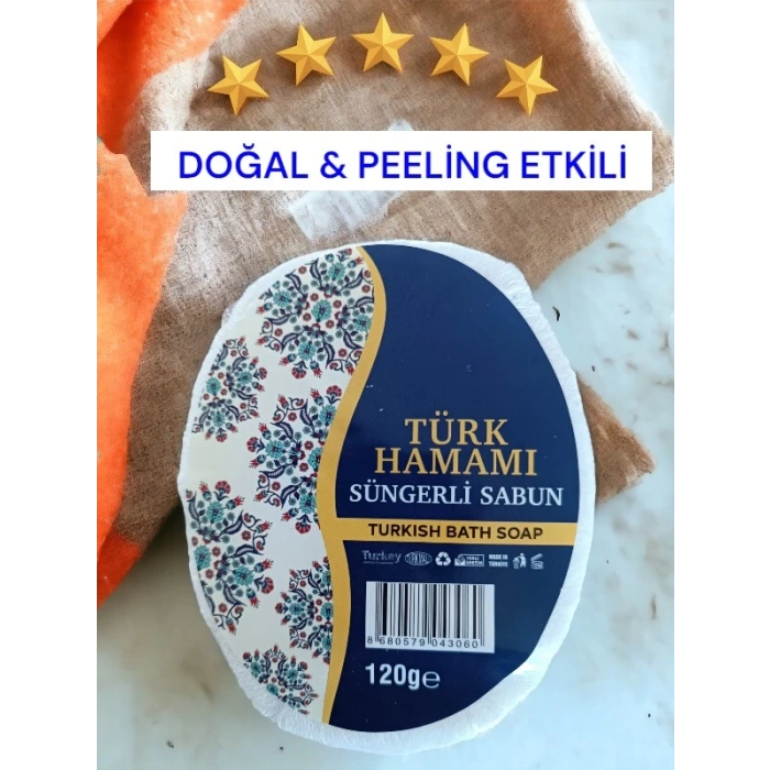 Süngerli Doğal Sabun Türk Hamamı 120 Gr 1 adet