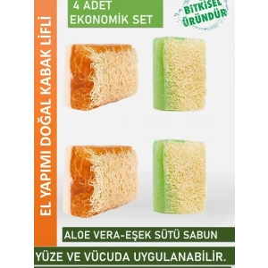 Kabak Lifli Eşşek Sütlü + Aloe Veralı Sabun 2 şerli Set