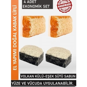 Kabak Lifli Eşşek Sütlü + Volkan Küllü Sabun 2 şerli Set