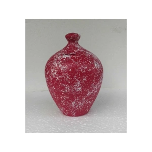 Kırmızı Çömlek Dekoratif Desenli Testi Kumbara 20 Cm 1 Adet