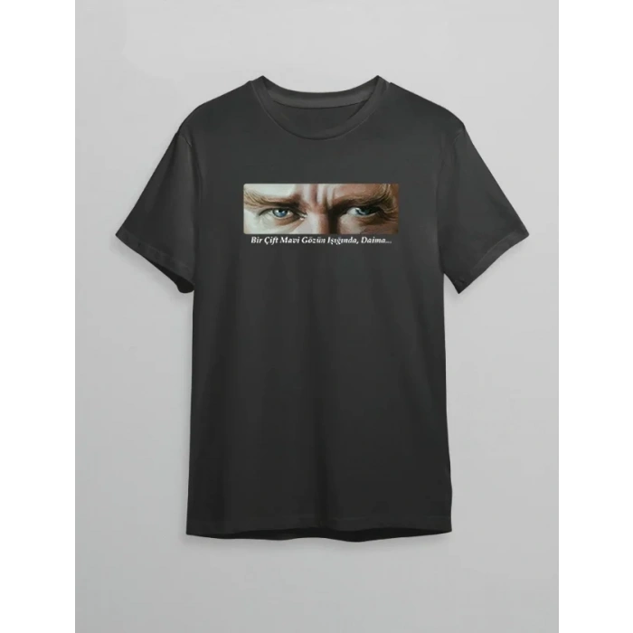 10 Kasım Atatürkü Anma Günü Baskılı Oversize Bisiklet Yaka Tshirt  iyah