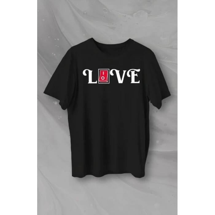 14 Şubat evgililer Günü ove Baskılı Oversize Bisiklet Yaka Tshirt  iyah