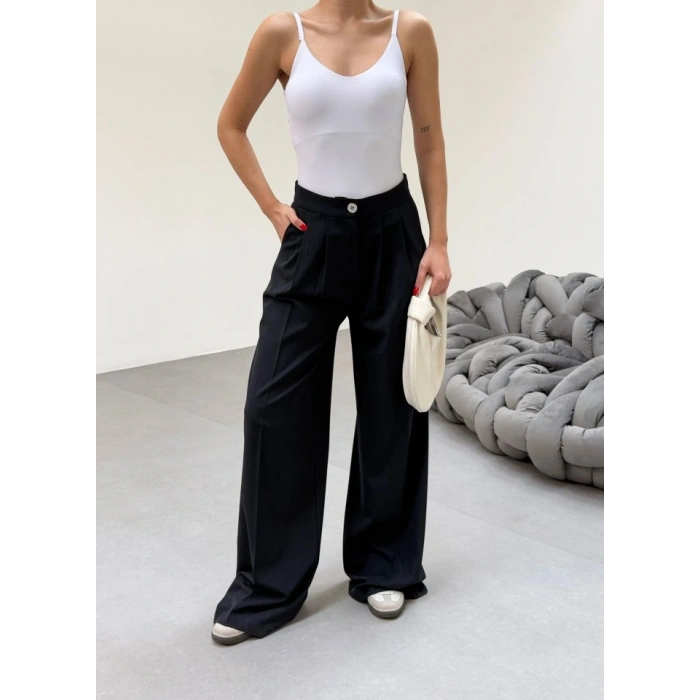 230 Gr Poly Viscose Full Lycra Pi̇leli̇ Palazzo Pantolon