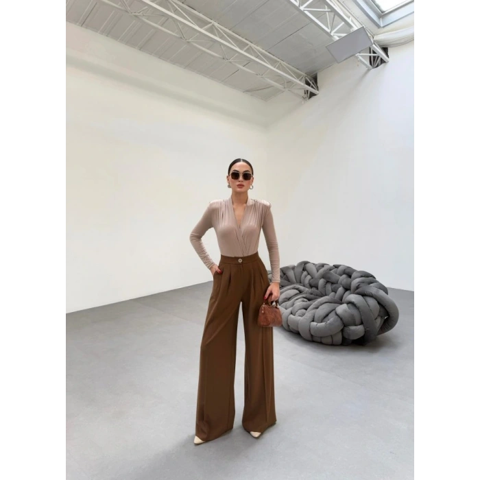 230 Gr Poly Viscose Full Lycra Pi̇leli̇ Palazzo Pantolon