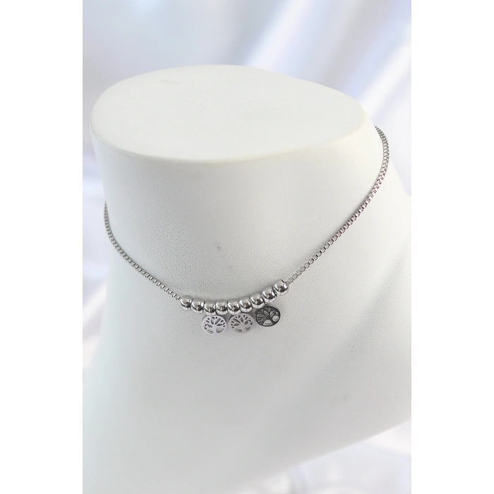 316L Çelik Gümüş Renk Yaşam Ağacı Model Kadın Halhal