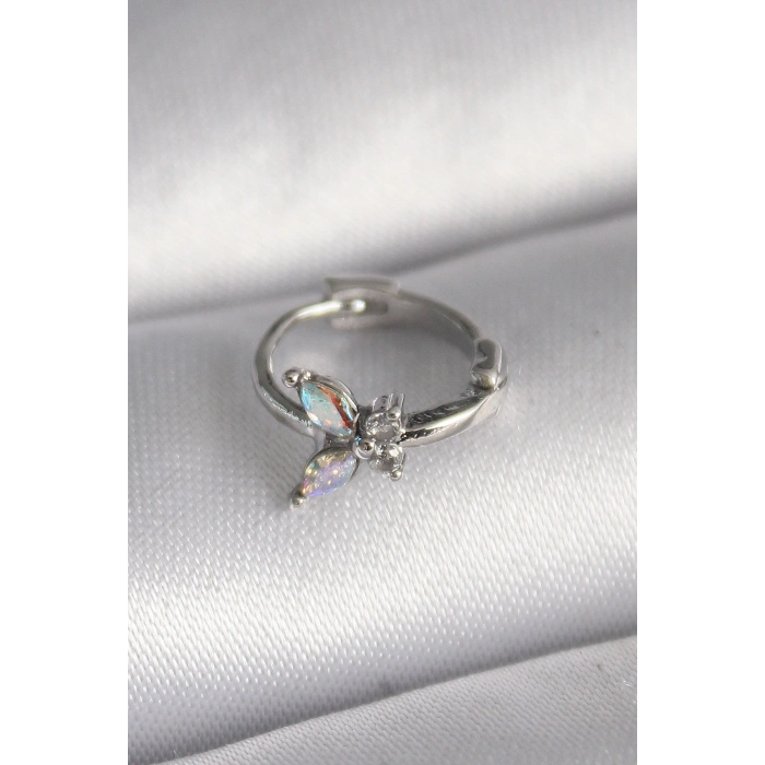 316L Çelik Gümüş Renk Zirkon Taşlı Kelebek Model Tragus Piercing