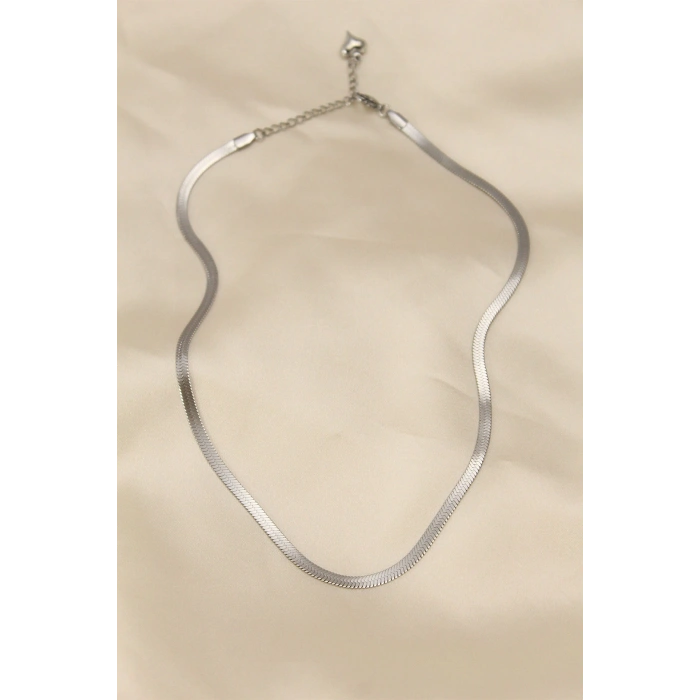 316L Çelik Silver Renk 45 cm İtalyan Zincir Model Kadın Kolye