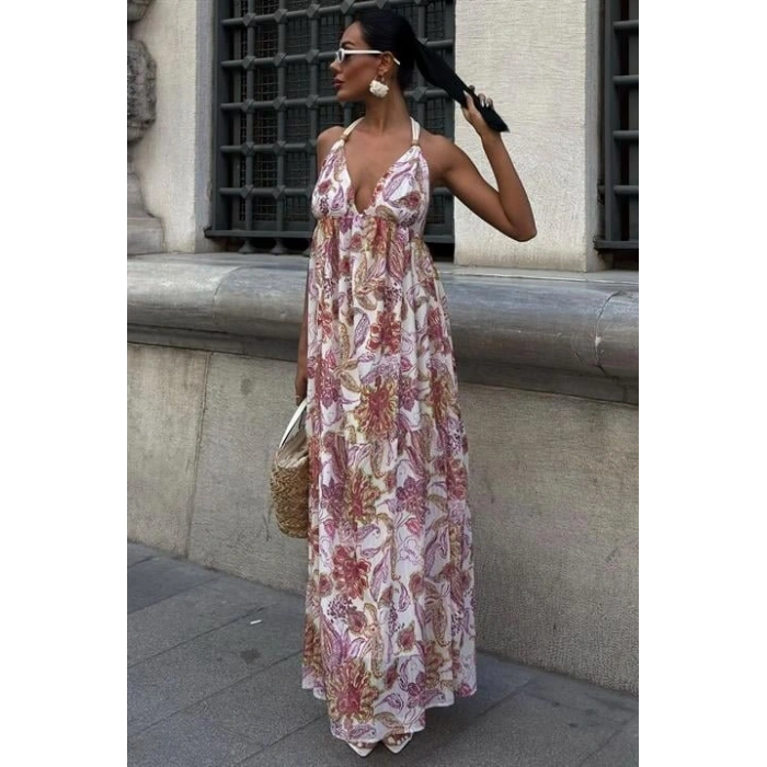 Amelia ırt Dekolteli Şifon Elbise 2614