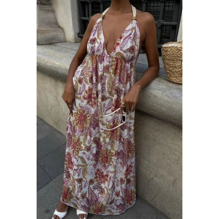 Amelia ırt Dekolteli Şifon Elbise 2614