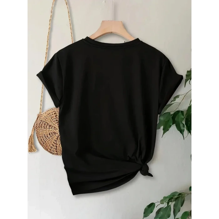 Anneler Günü Hediye Anne Temalı Baskılı Oversize Bisiklet Yaka Tshirt  iyah