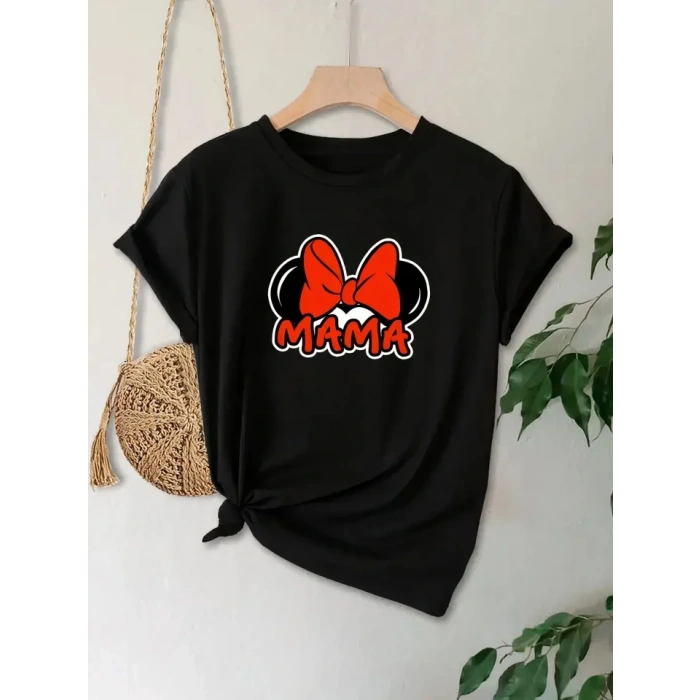 Anneler Günü Hediye Anne Temalı Baskılı Oversize Bisiklet Yaka Tshirt  iyah