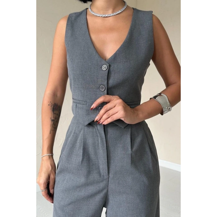 Antrasit Klas Ceket Ve Yelek Ve Pantolon Takım