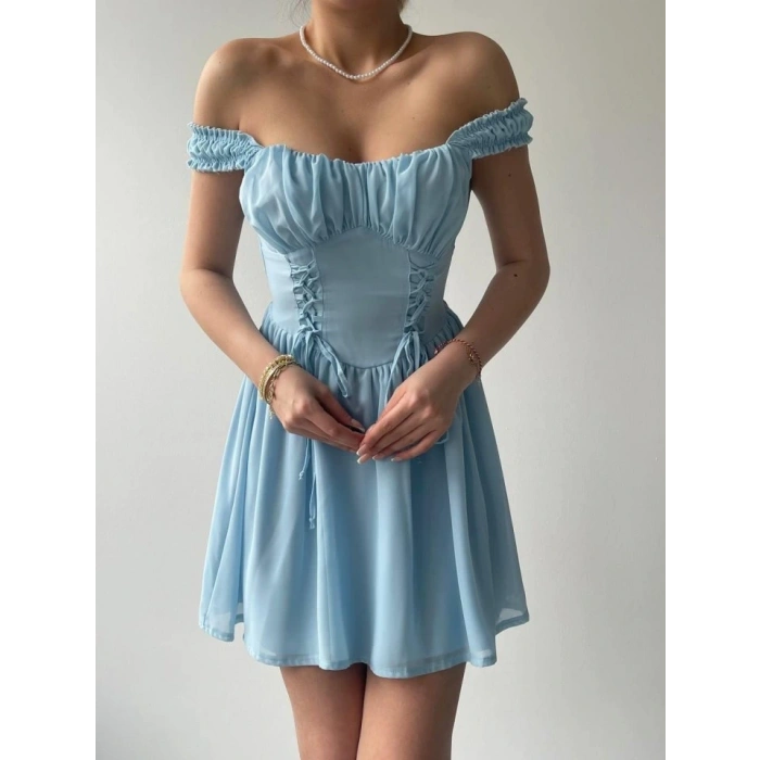 Aria Büzgü Askılı Elbise