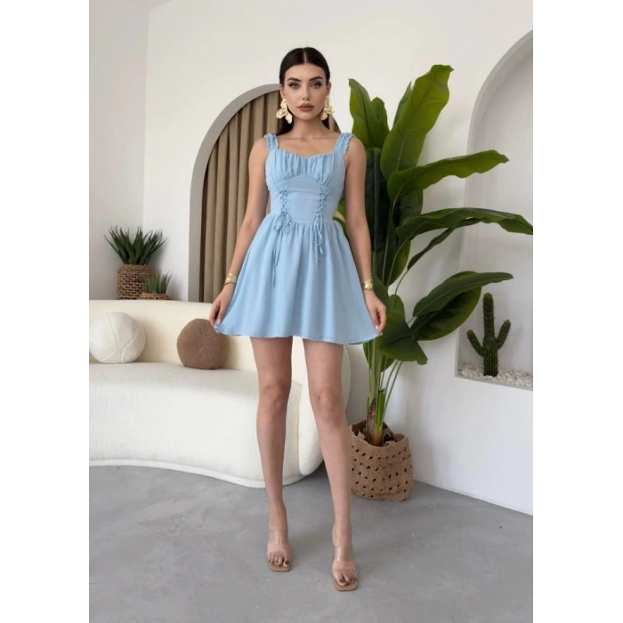 Aria Büzgü Askılı Elbise