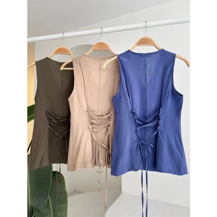 Arkası Bağcıklı Yelek Plazza Pantolon Modal Takım 1020208