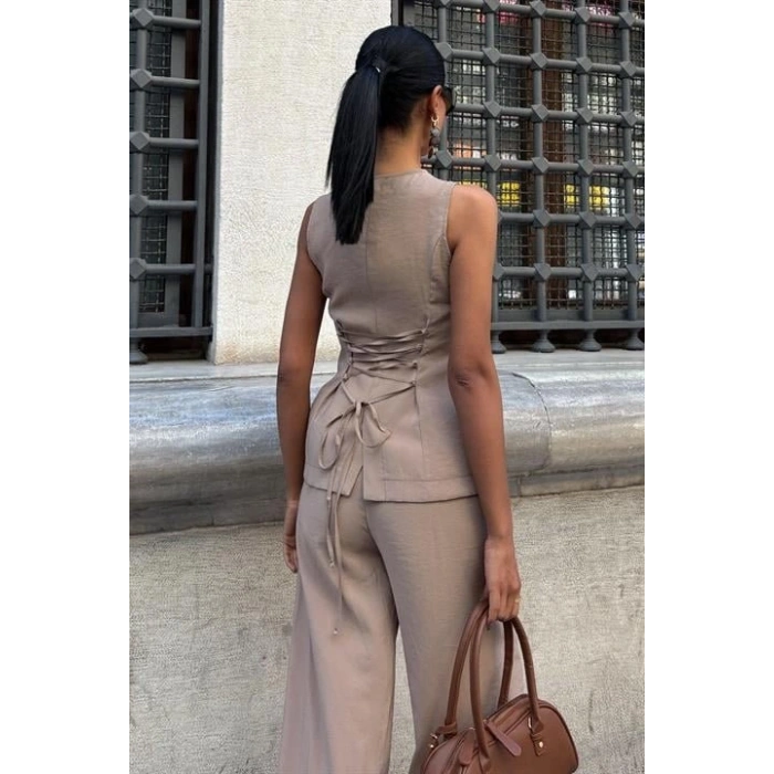 Arkası Bağcıklı Yelek Plazza Pantolon odal Takım 1020208