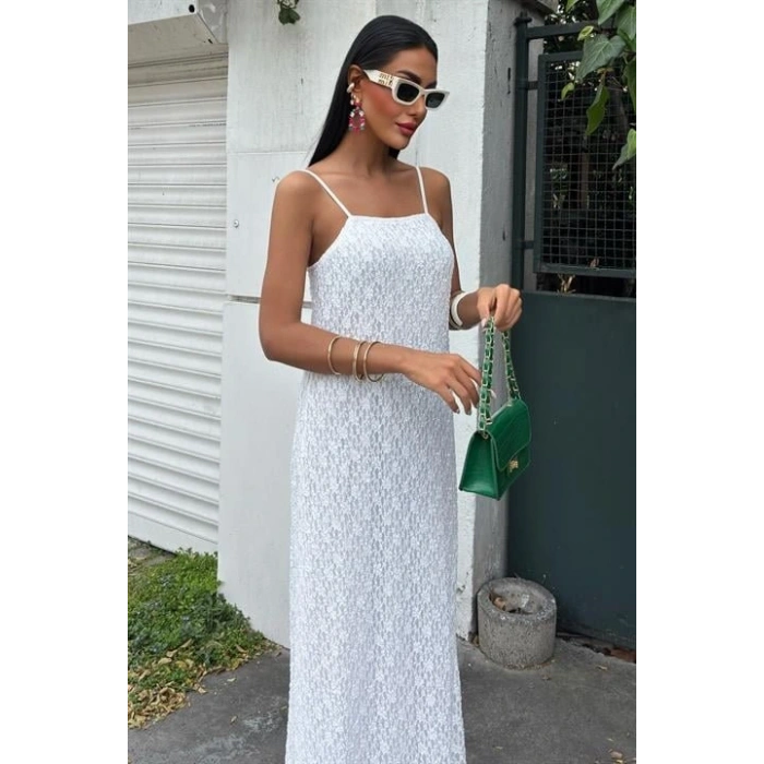 Askıları Ayarlanabilir Örme Dantel Elbise 2879