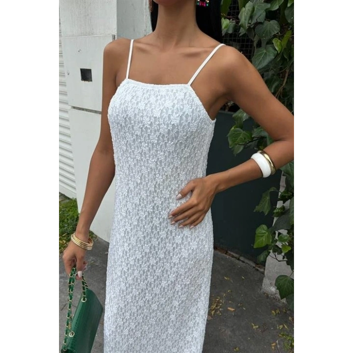 Askıları Ayarlanabilir Örme Dantel Elbise 2879