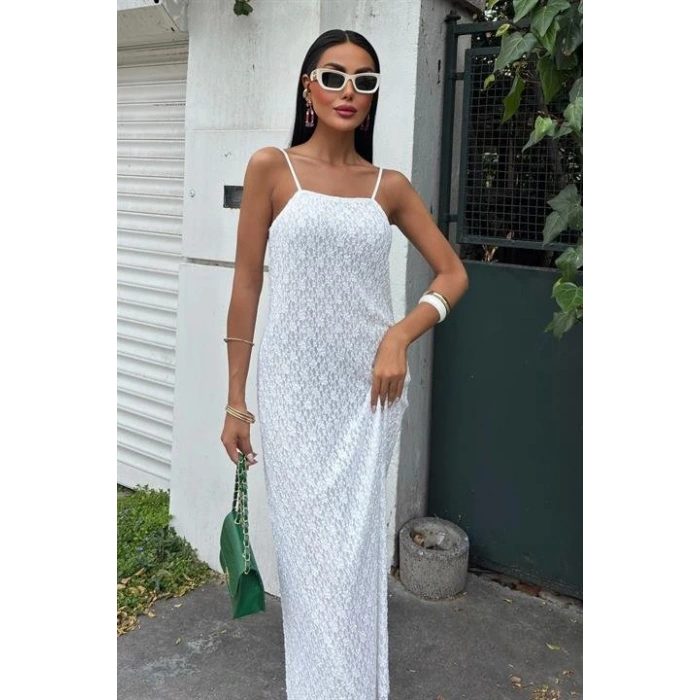 Askıları Ayarlanabilir Örme Dantel Elbise 2879