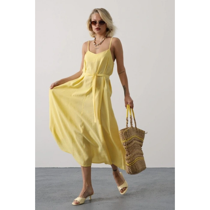 Askılı Basic Uzun Elbise  arı