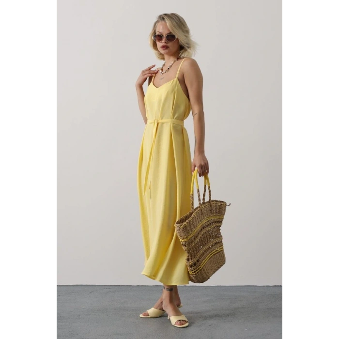 Askılı Basic Uzun Elbise  arı