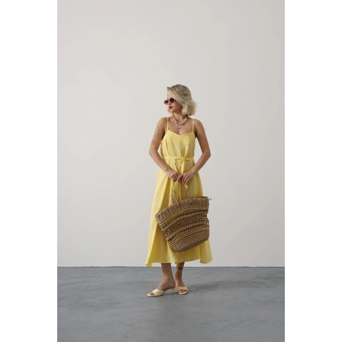 Askılı Basic Uzun Elbise  arı