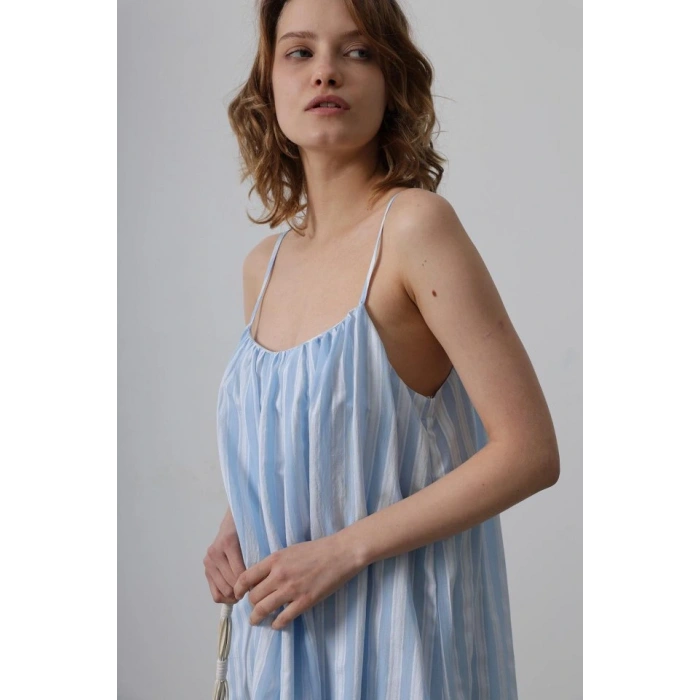 Askılı Çizgi Desen Elbise  Bebe avisi