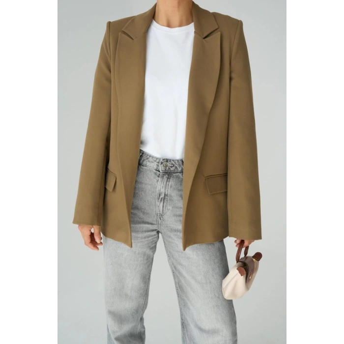 Astarı Çizgili Ceket  Vizon