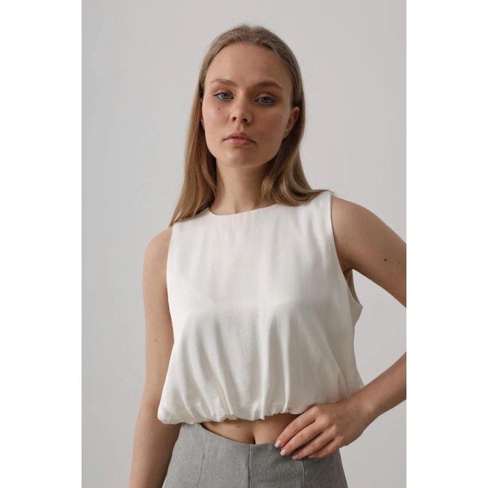 aten Kolsuz Belki astikli Bluz  Ekru