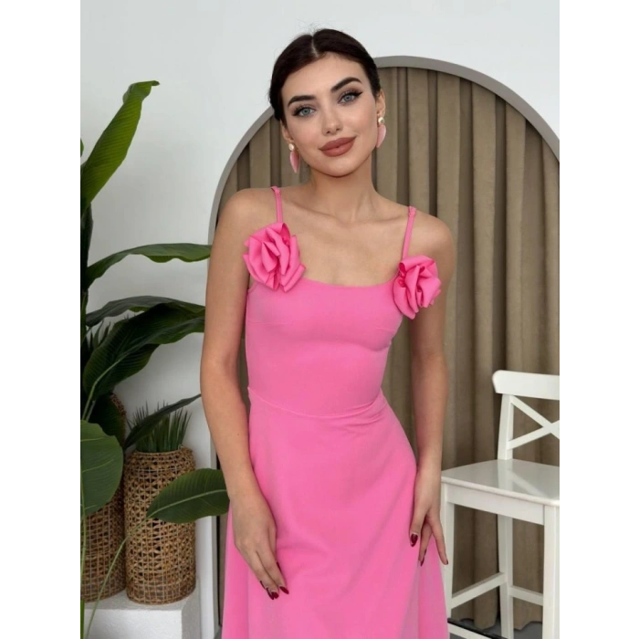 atilda Gül İp Askılı Elbise