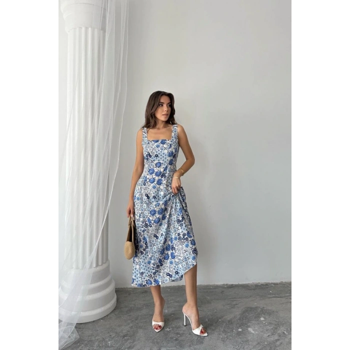 avi Çiçekli Viskon Elbise