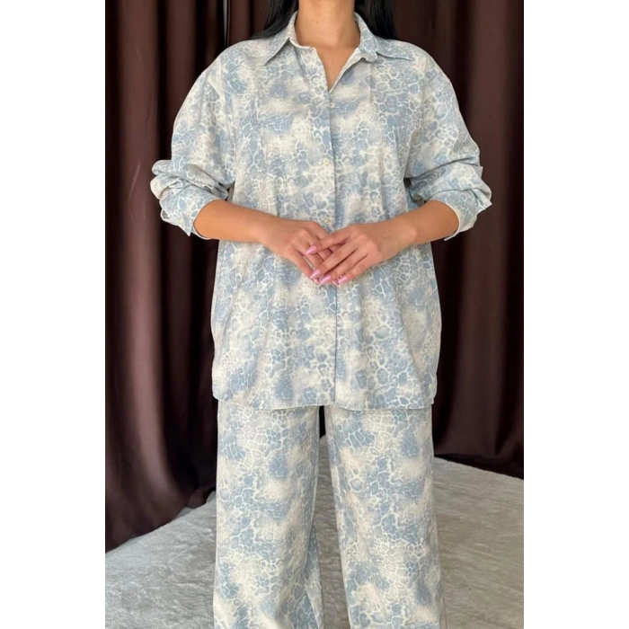 avi eopar Desenli Ceket Ve Pantolon Keten Takım