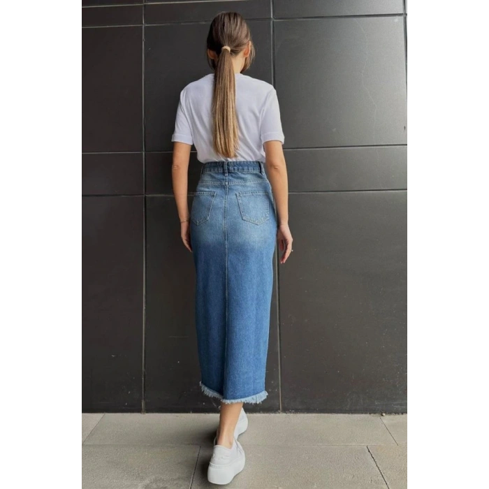 avi Yırtmaçlı Kot Etek