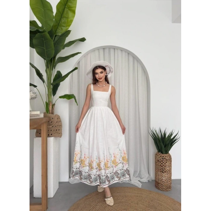 azi Çiçek Desenli Elbise