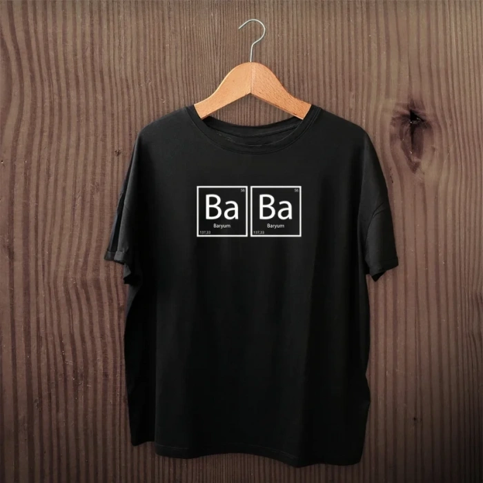 Babalar Günü Hediye Baba Temalı Baskılı Oversize Bisiklet Yaka Tshirt  iyah