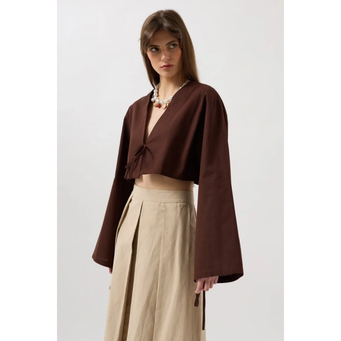 Bağlama Detay Uzun Kol Bluz