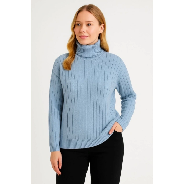 Balıkcı Yaka Bağazlı Triko Kazak Pamuklu Kalın Fitilli Dokuma  Bebek avisi