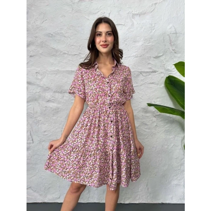 Baskılı Keten Elbise  ila