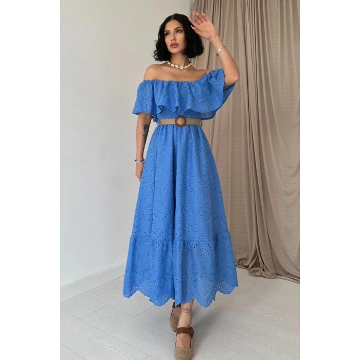 Bebe avi Omzu Lastikli Brode Elbise