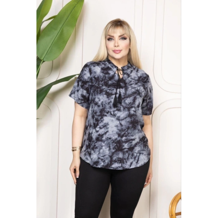 Bebe Yaka Püskül Detaylı Bluz Desenli