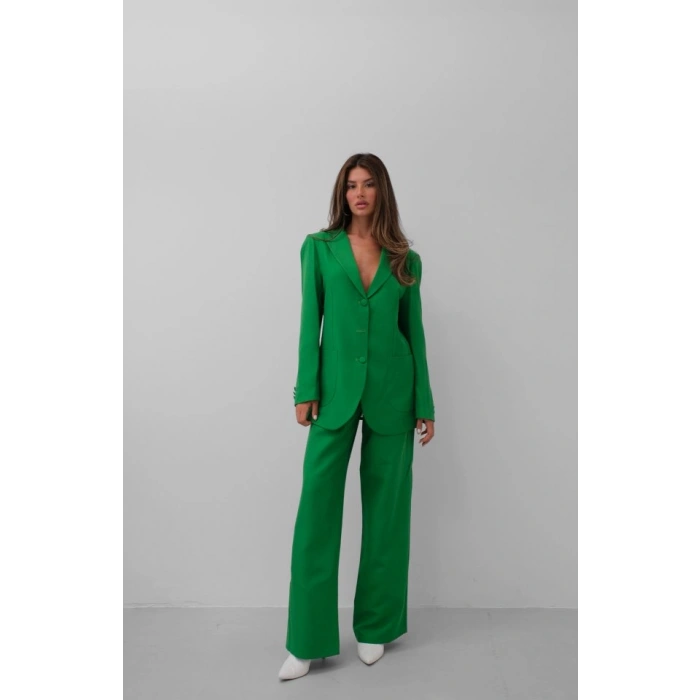 Bel Katlamalı Pantolon Blazer Ceket Takım