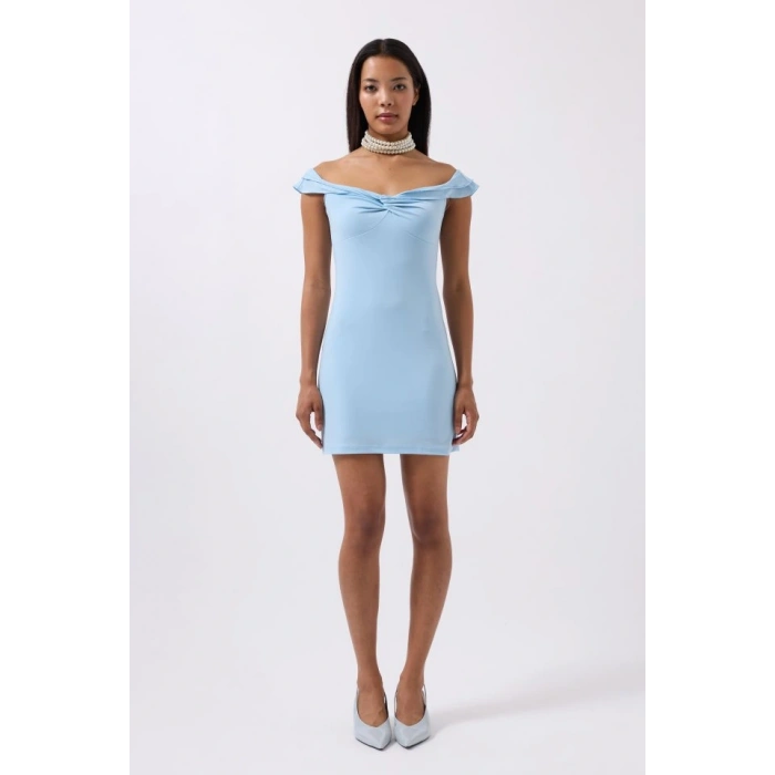 Büzgü Detay Omuz Askılı ini Elbise